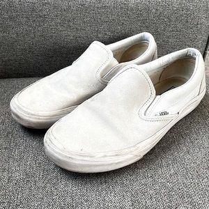 White / Gray slip on Vans
